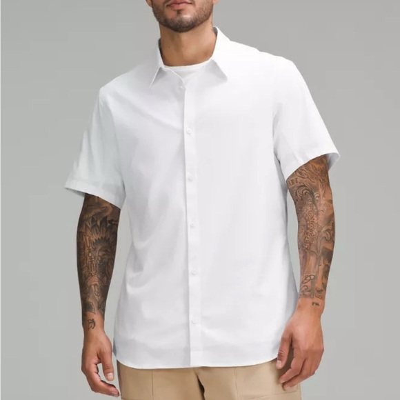 Lululemon Airing Easy Mens Shirt *Ventlight Mesh Size Large White Button Down - Picture 1 of 4